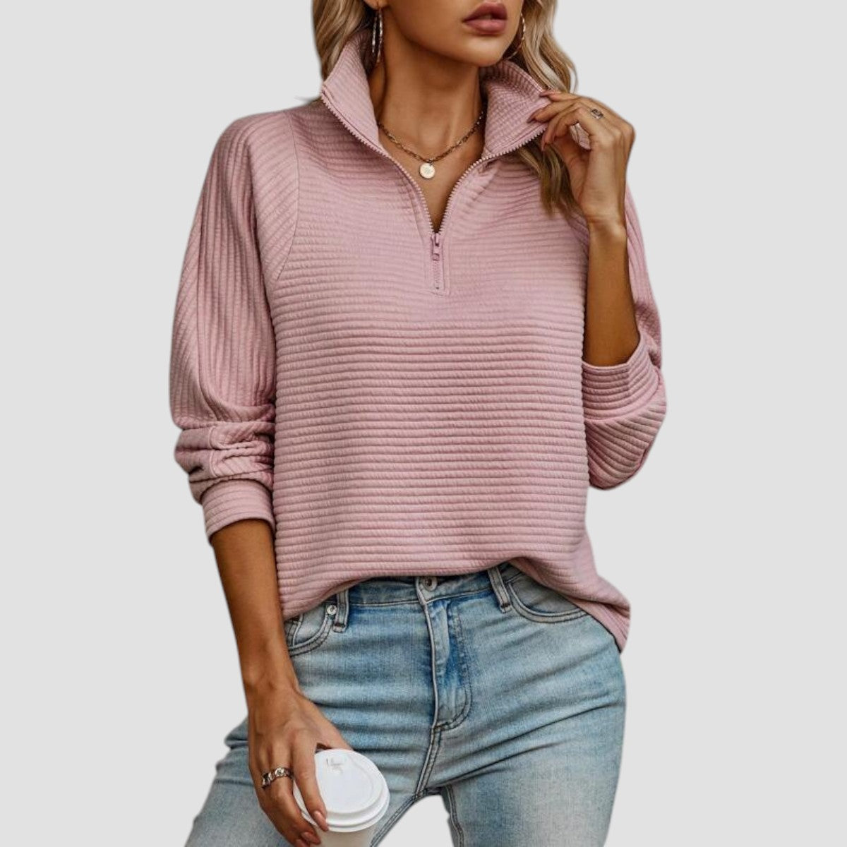 Chiara - Pullover con Zip Mezza