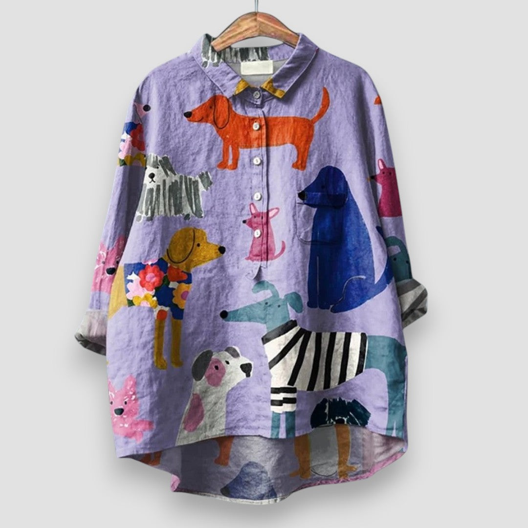 Kathrin | Camicia da Donna con Stampa di Cane