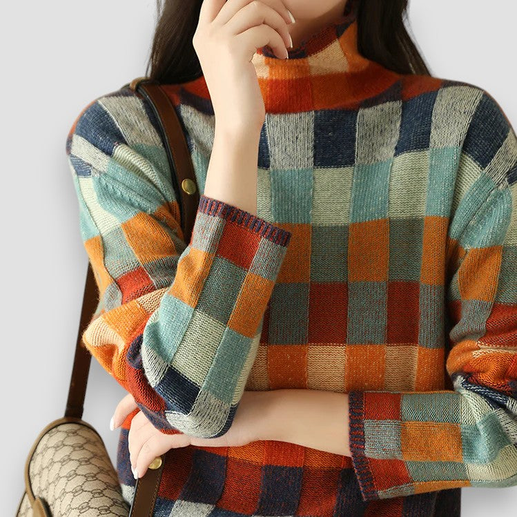 Catherina | Maglione Collo Alto Patchwork Couture