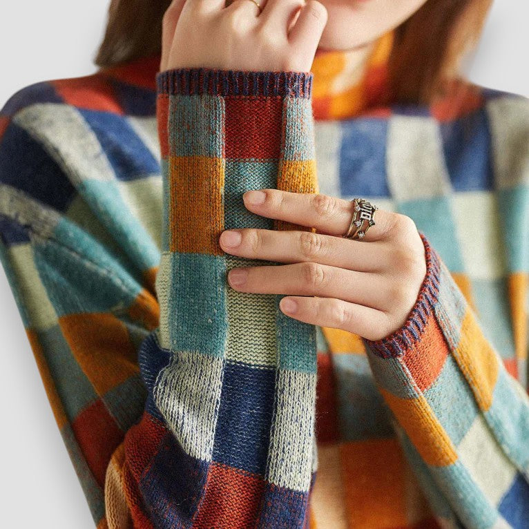 Catherina | Maglione Collo Alto Patchwork Couture