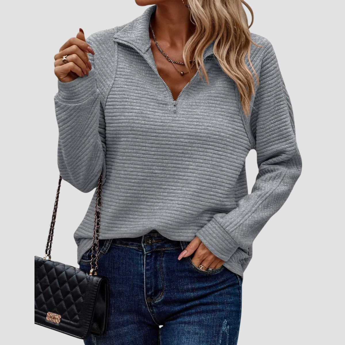 Chiara - Pullover con Zip Mezza