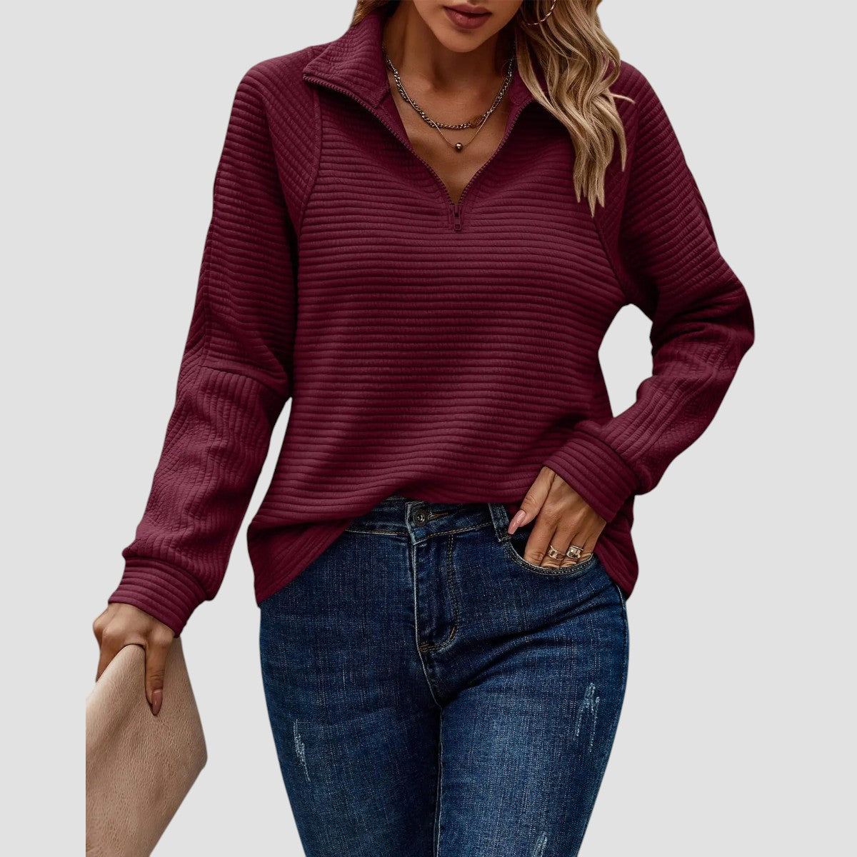 Chiara - Pullover con Zip Mezza