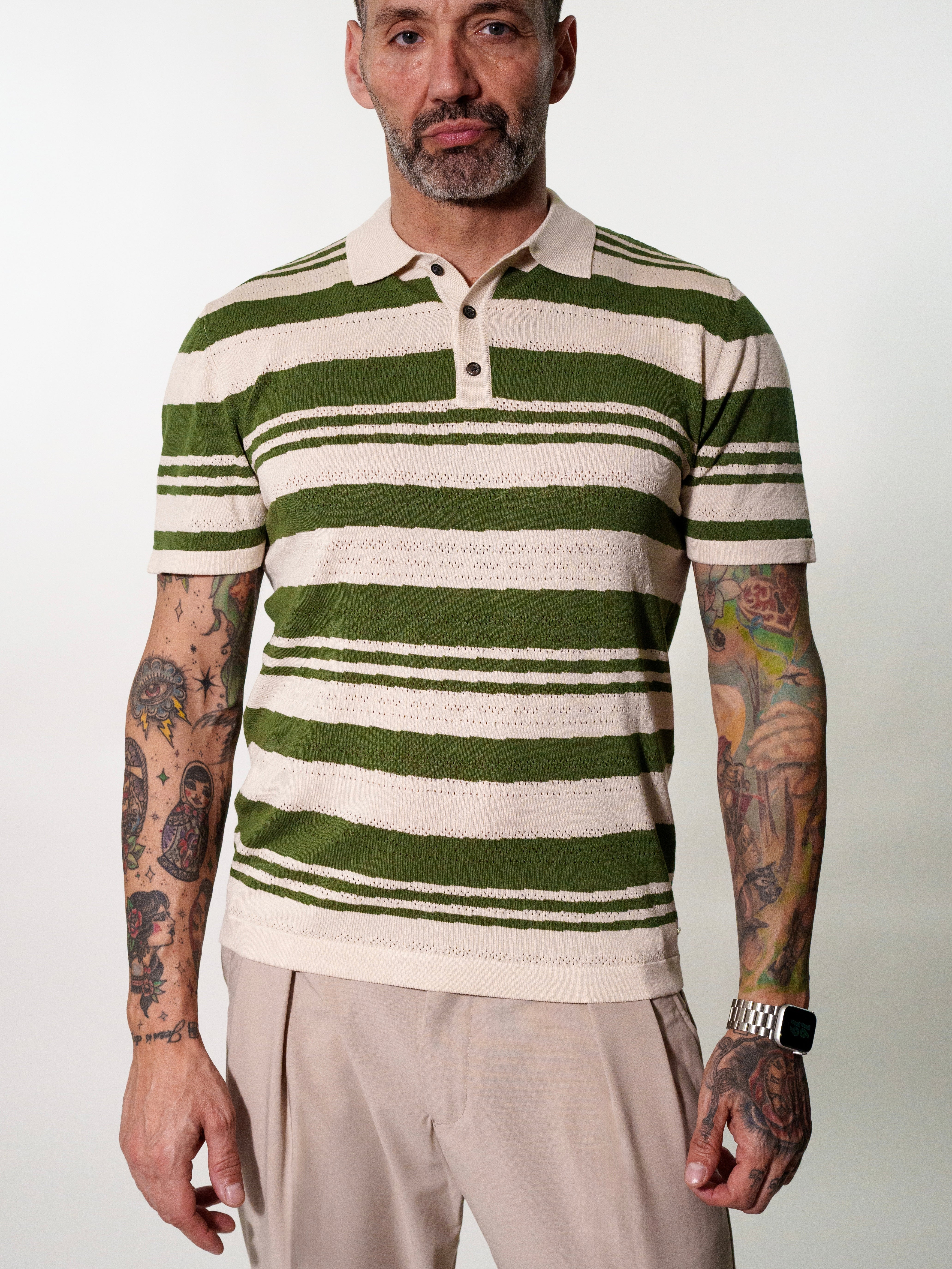 POLO A RIGHE TRAFORATA