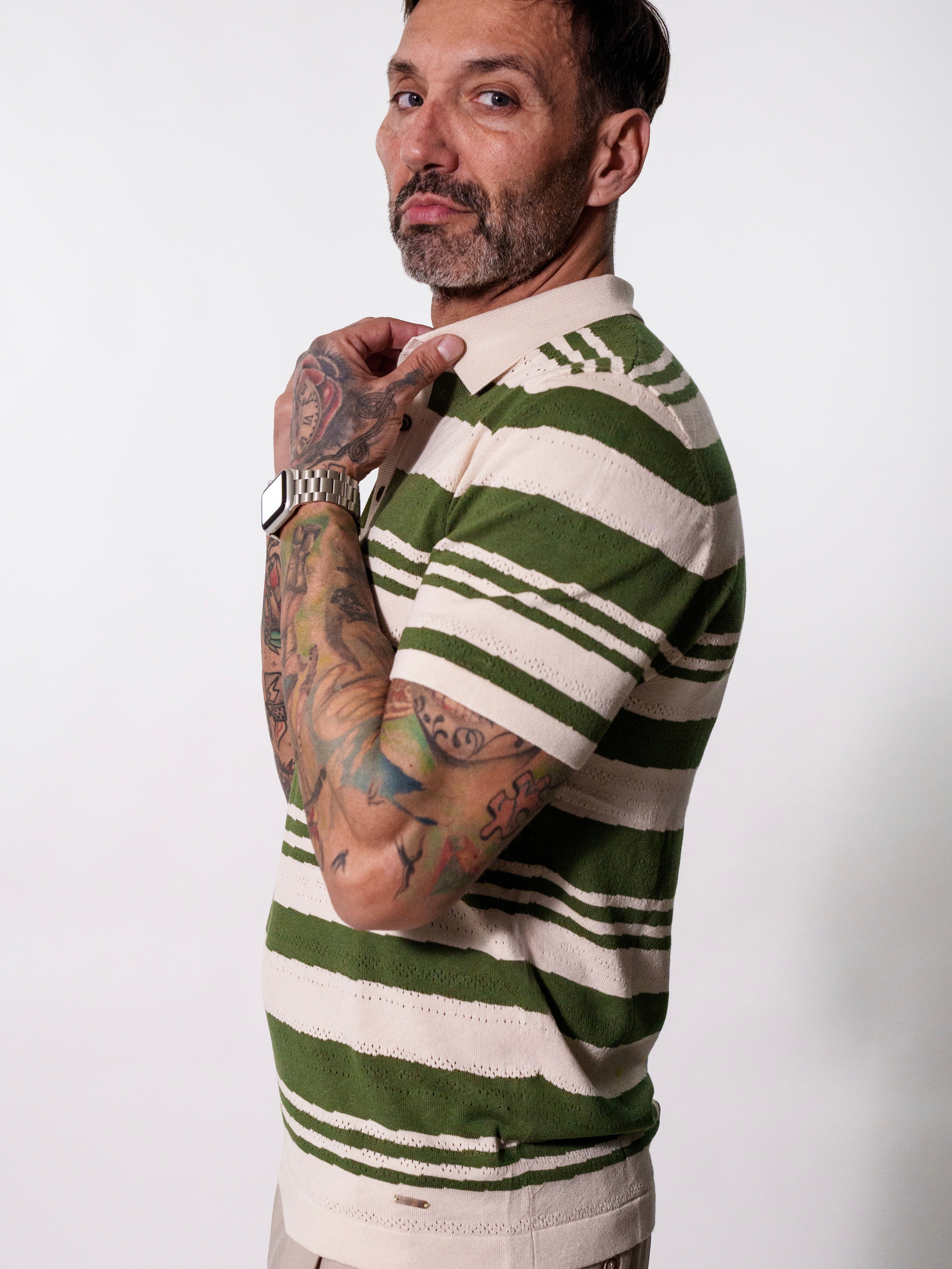 POLO A RIGHE TRAFORATA