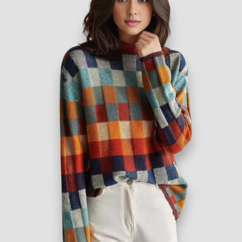 Catherina | Maglione Collo Alto Patchwork Couture